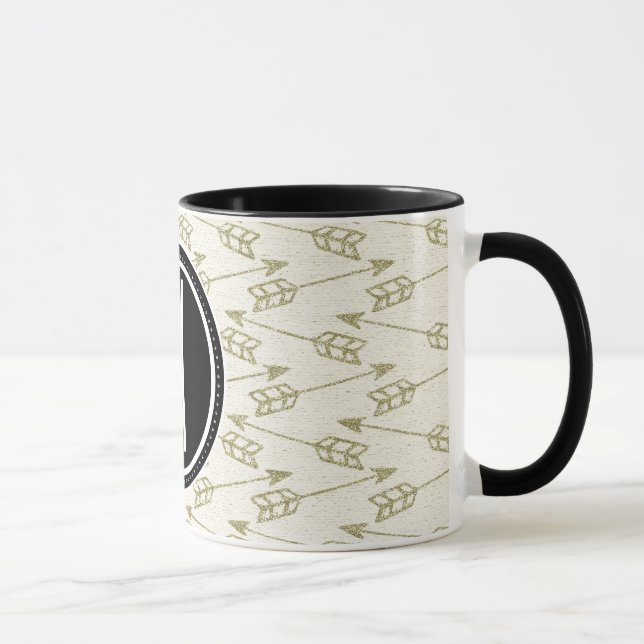 Tribal Arrows | Black Monogram Mug (Right)