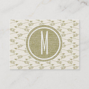 Tribal Arrows Gold Glitter Monogram Business Card