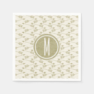 Tribal Arrows   Gold Glitter Monogram Napkin