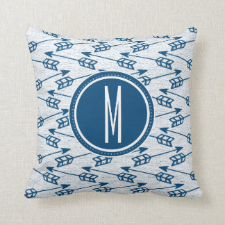Tribal Arrows | Navy Monogram Cushion
