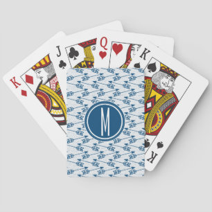 Tribal Arrows   Navy Monogram Playing Cards