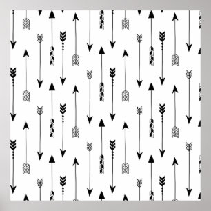 Tribal arrows on white background. Seamless patter Poster