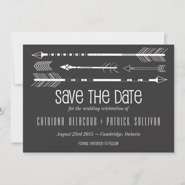 Tribal Arrows Save the Date Announcement | Grey (Front)