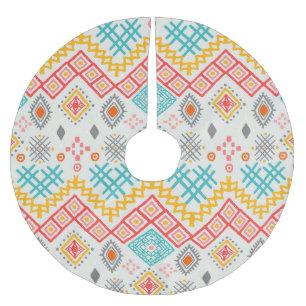 Tribal art: boho geometric print. brushed polyester tree skirt