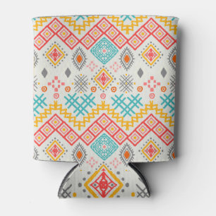 Tribal art: boho geometric print. can cooler