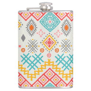 Tribal art: boho geometric print. hip flask