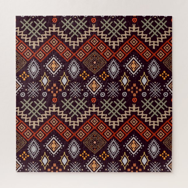 Tribal Art Boho Geometric Print Jigsaw Puzzle (Vertical)