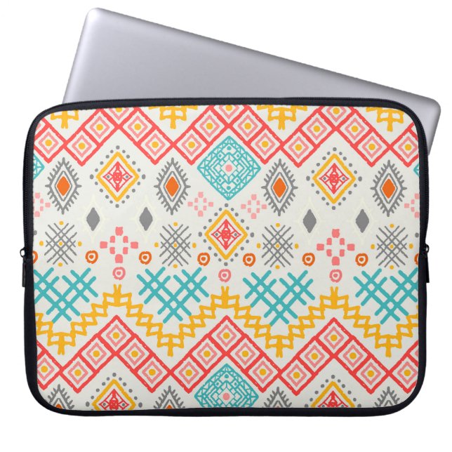 Tribal art: boho geometric print. laptop sleeve (Front)