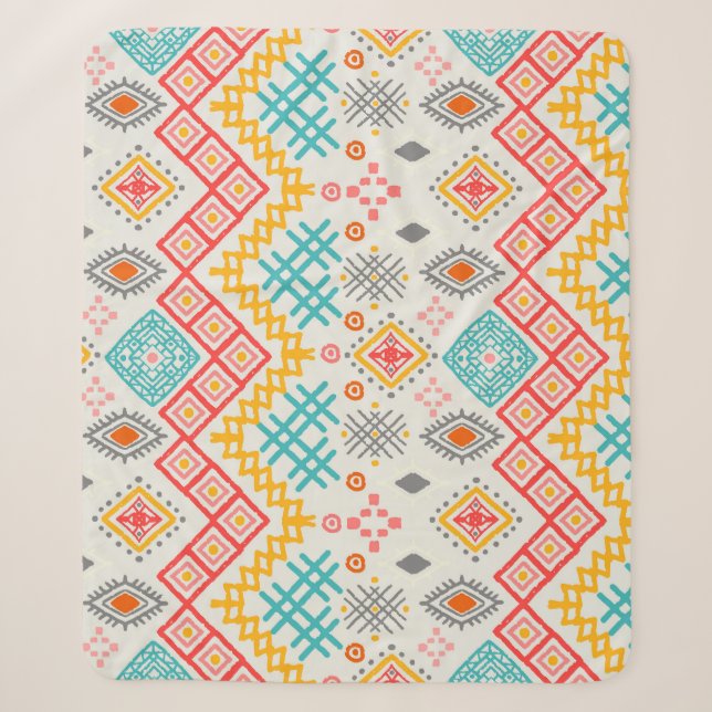 Tribal art: boho geometric print. sherpa blanket (Front)