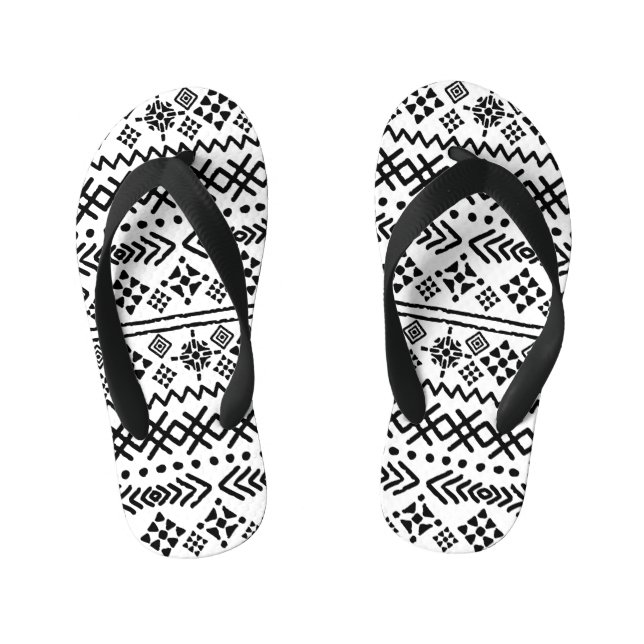 Tribal art boho: geometric seamless. kid's jandals (Footbed)