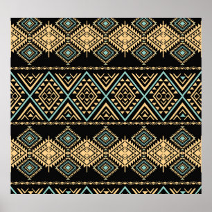 Tribal art, ethnic geometric, colourful pattern. poster
