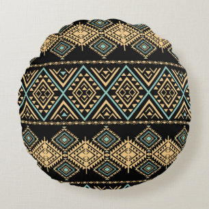 Tribal art, ethnic geometric, colourful pattern. round cushion