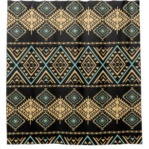 Tribal art, ethnic geometric, colourful pattern. shower curtain
