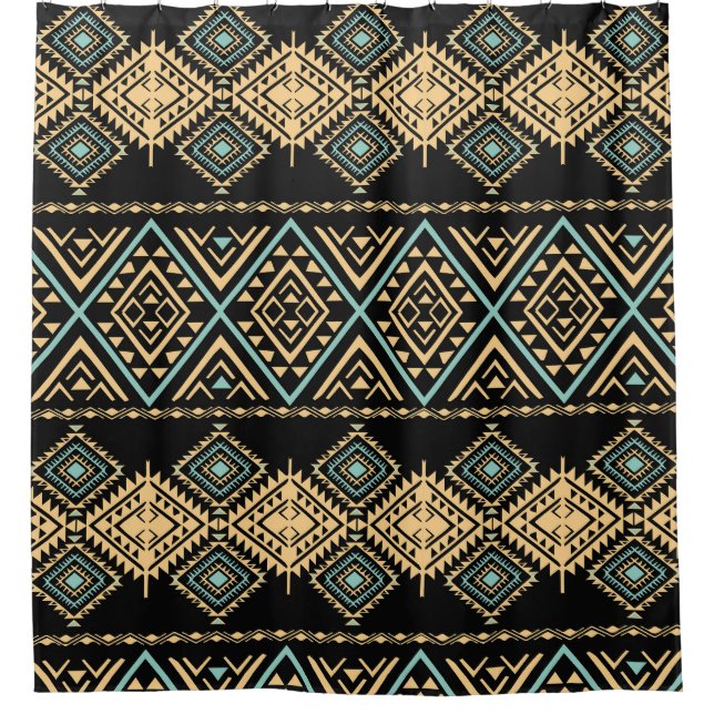 Tribal art, ethnic geometric, colourful pattern. shower curtain (Front)