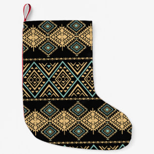 Tribal art, ethnic geometric, colourful pattern. small christmas stocking