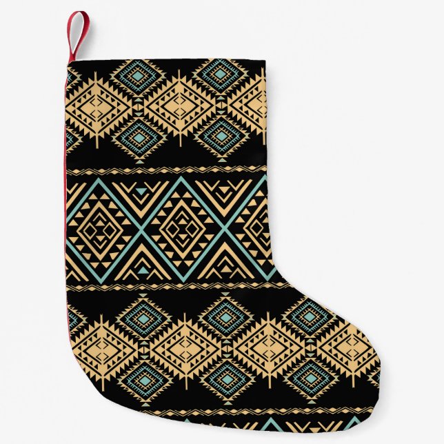 Tribal art, ethnic geometric, colourful pattern. small christmas stocking (Front)