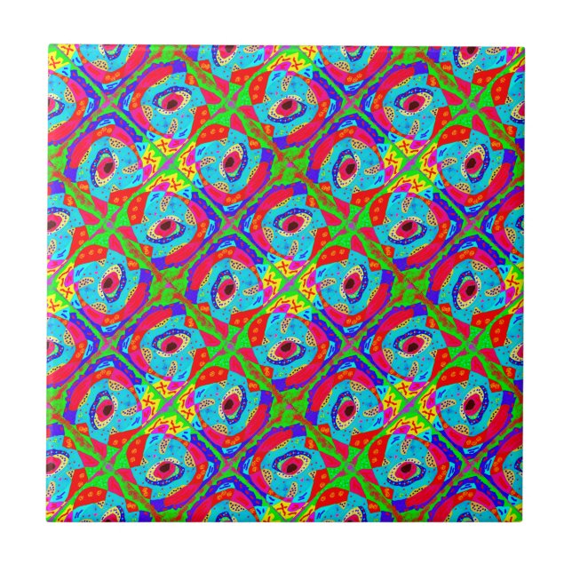 Tribal art inspired design Aboriginal             Tile (Front)