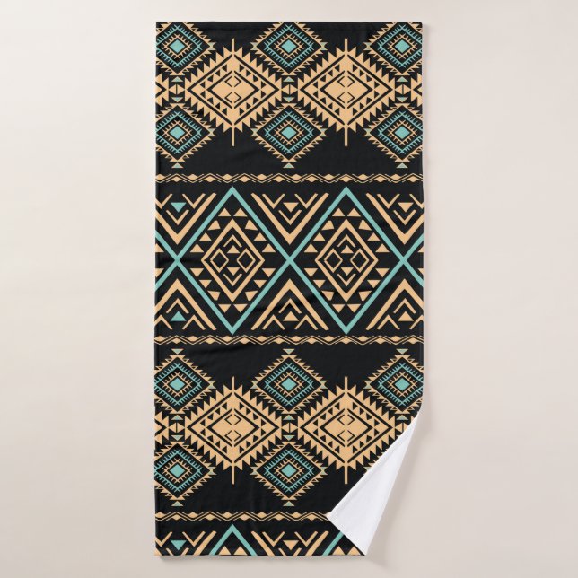 Tribal art pattern. Ethnic geometric print. Aztec  Bath Towel (Bath Towel)