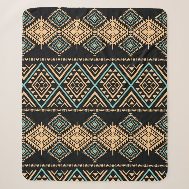 Tribal art pattern. Ethnic geometric print. Aztec  Sherpa Blanket (Front)