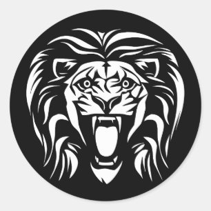 Tribal Art Roaring Lion Classic Round Sticker