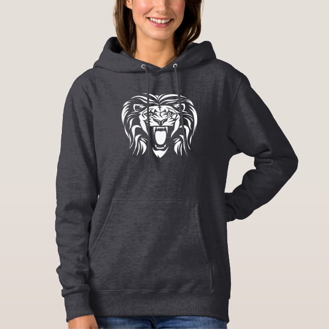 Tribal Art Roaring Lion Hoodie (Front)