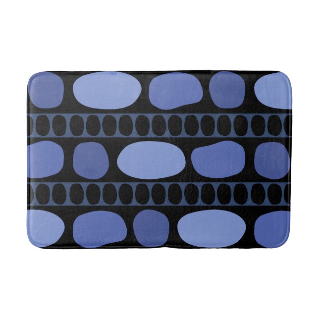 Tribal Art Rock Pattern Black Blue Bath Mat (Front)