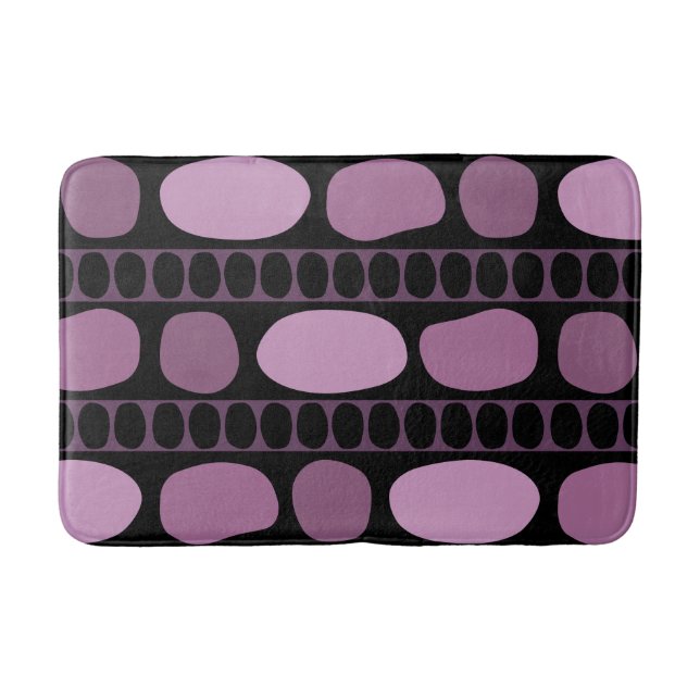 Tribal Art Rock Pattern Black Mauve Bath Mat (Front)