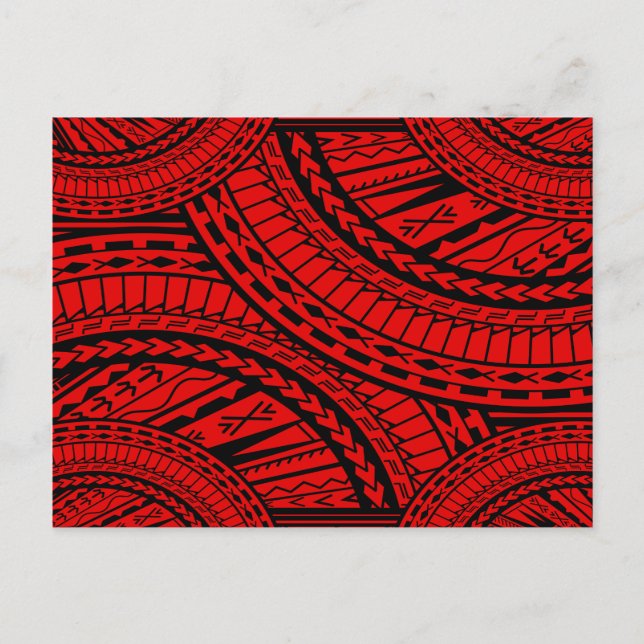 Tribal Aztec Art Red Black Postcard (Front)