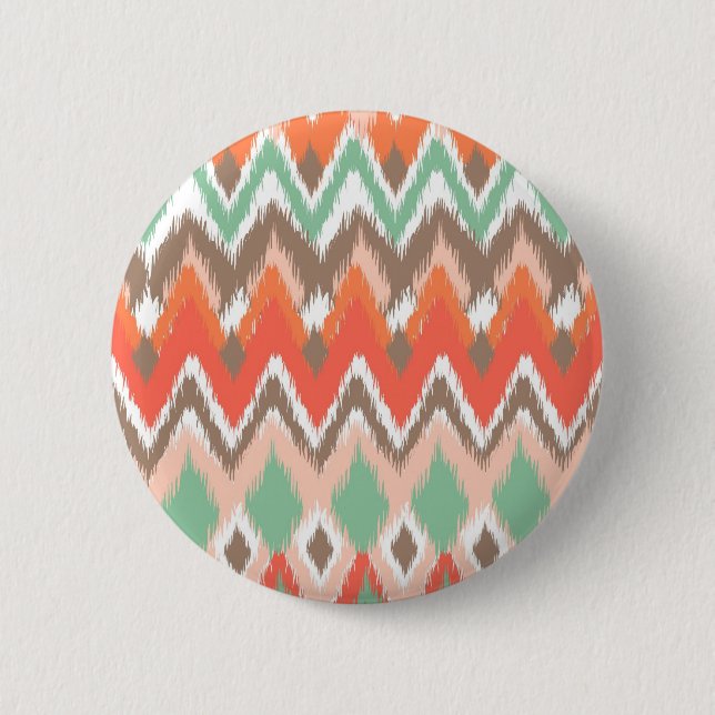 Tribal aztec chevron zig zag stripes chic pattern 6 cm round badge (Front)