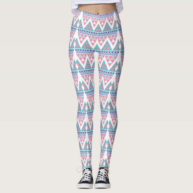 Tribal aztec colourful pattern leggings (Front)