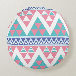 Tribal aztec colourful pattern round cushion