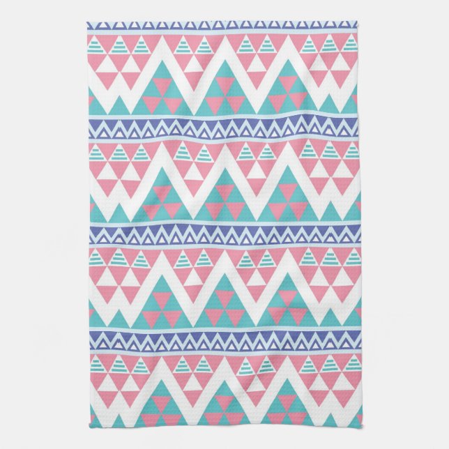 Tribal aztec colourful pattern tea towel (Vertical)