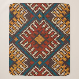 Tribal Aztec, knitted wool pattern. Sherpa Blanket
