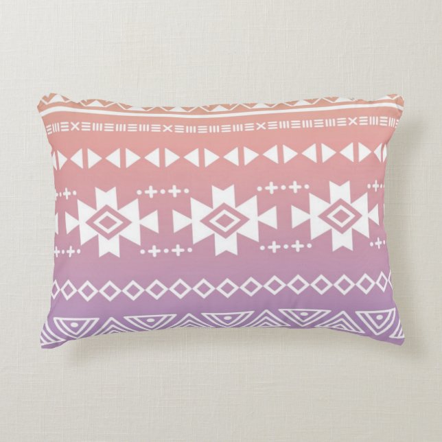 Tribal aztec ombre pattern decorative cushion (Front)