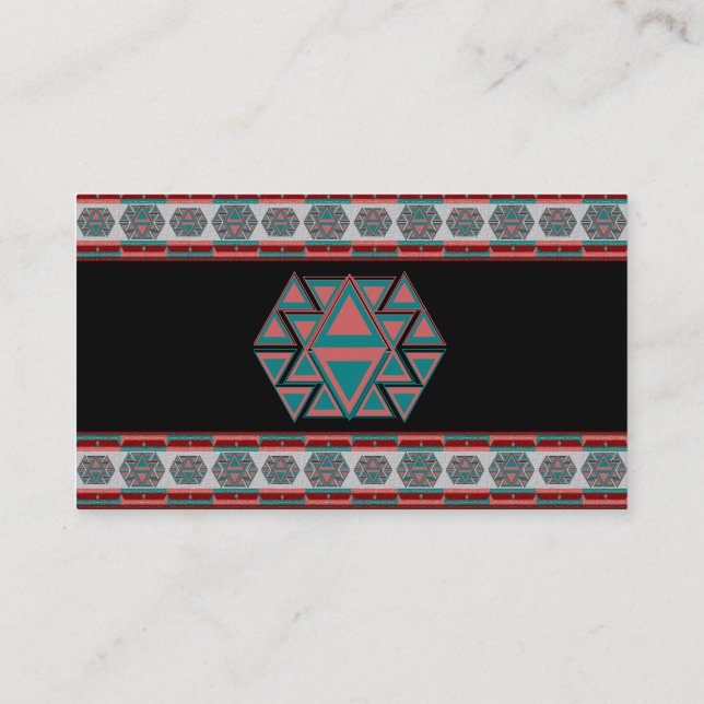 Tribal Aztec Pattern Custom Business Cards (Back)