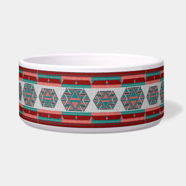 Tribal Aztec Pattern Pet Dog Cat Bowl Large 40 oz. (Front)