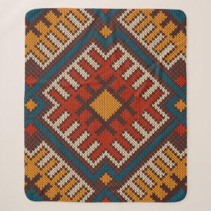 Tribal Aztec seamless pattern on the wool knitted  Sherpa Blanket