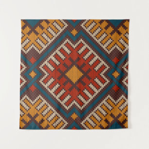 Tribal Aztec seamless pattern on the wool knitted  Tapestry