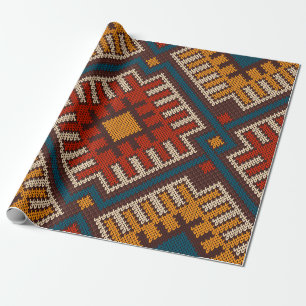 Tribal Aztec seamless pattern on the wool knitted Wrapping Paper