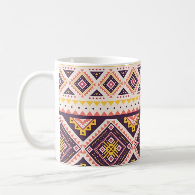 Tribal Aztec striped, geometric pattern. Coffee Mug (Left)