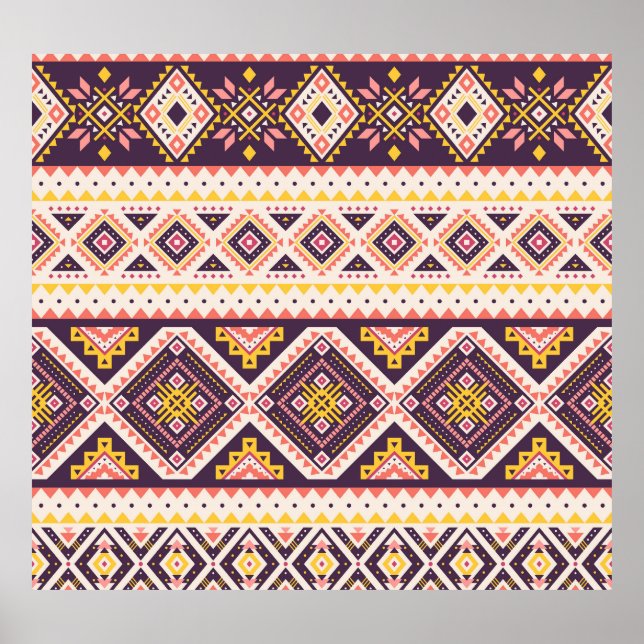 Tribal Aztec striped, geometric pattern. Poster (Front)