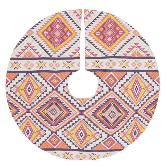 Tribal Aztec Striped Seamless Background Brushed Polyester Tree Skirt (Front)
