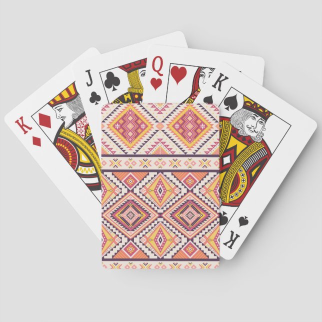 Tribal Aztec Striped Seamless Background Playing Cards (Back)