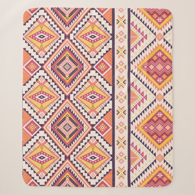 Tribal Aztec Striped Seamless Background Sherpa Blanket (Front)