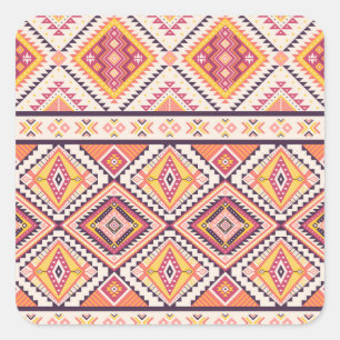 Tribal Aztec Striped Seamless Background Square Sticker