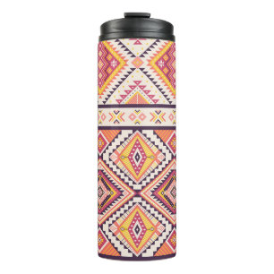 Tribal Aztec Striped Seamless Background Thermal Tumbler