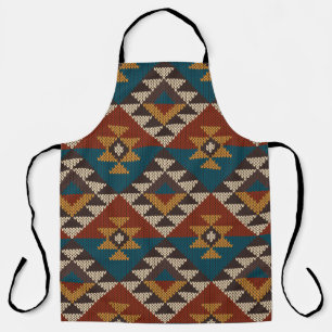 Tribal Aztec Wool Knitted Texture. Apron