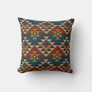 Tribal Aztec Wool Knitted Texture. Cushion