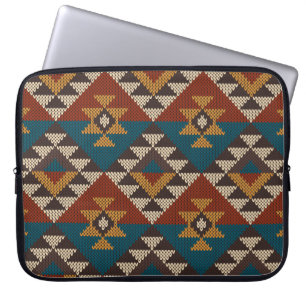 Tribal Aztec Wool Knitted Texture. Laptop Sleeve