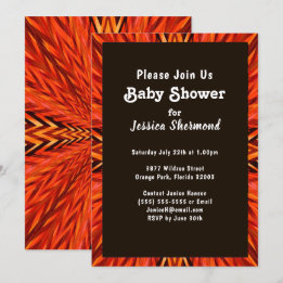 Tribal Baby Shower Copper Orange Abstract Invitation